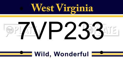 7VP233 West Virginia License Plate