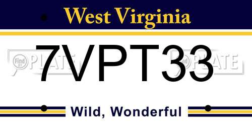 7VPT33 West Virginia License Plate