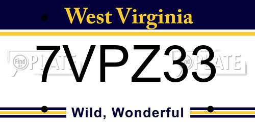 7VPZ33 West Virginia License Plate