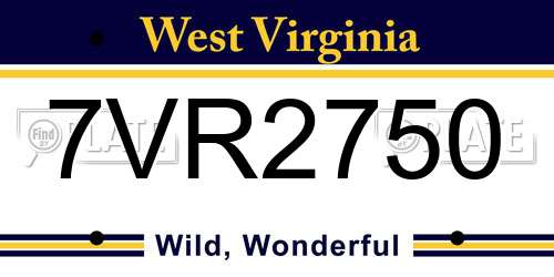 7VR2750 West Virginia License Plate