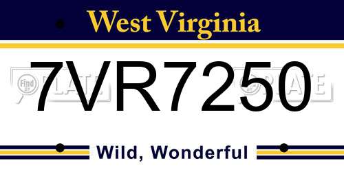 7VR7250 West Virginia License Plate