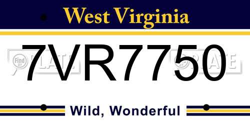 7VR7750 West Virginia License Plate