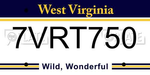 7VRT750 West Virginia License Plate