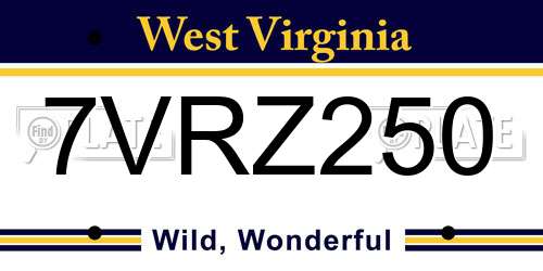 7VRZ250 West Virginia License Plate