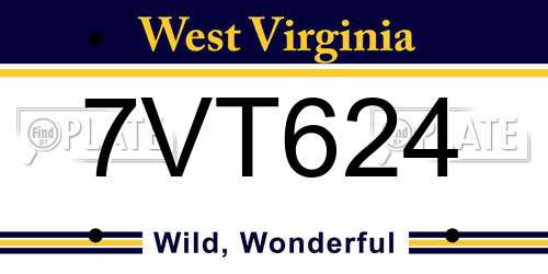 7VT624 West Virginia License Plate