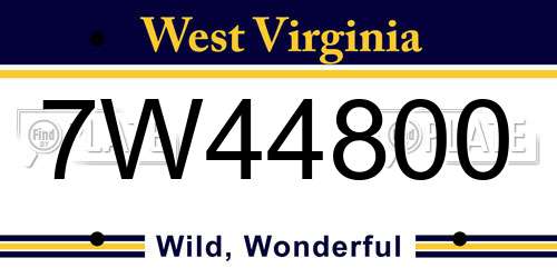 7W44800 West Virginia License Plate