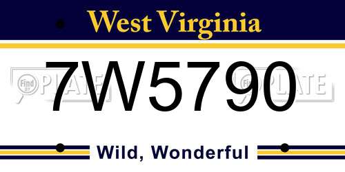 7W5790 West Virginia License Plate