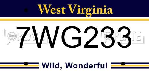 7WG233 West Virginia License Plate