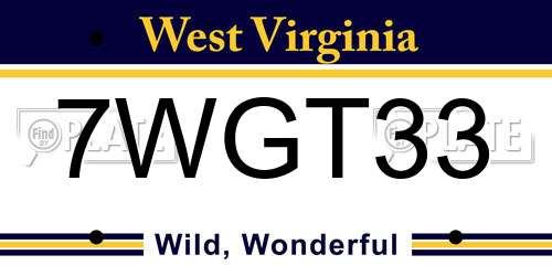 7WGT33 West Virginia License Plate