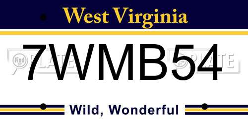 7WMB54 West Virginia License Plate