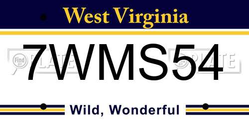 7WMS54 West Virginia License Plate