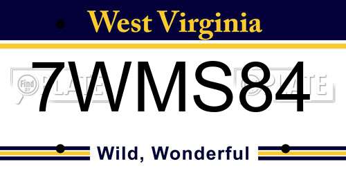7WMS84 West Virginia License Plate
