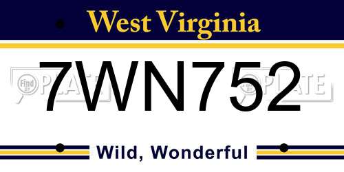 7WN752 West Virginia License Plate