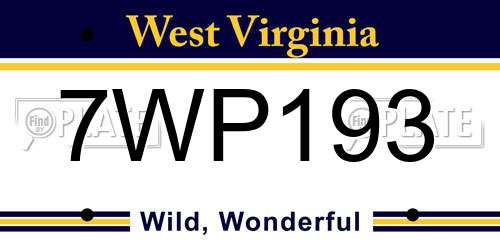 7WP193 West Virginia License Plate