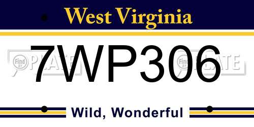 7WP306 West Virginia License Plate