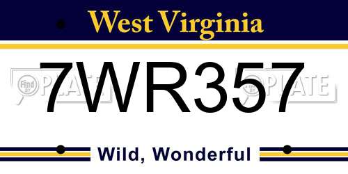 7WR357 West Virginia License Plate