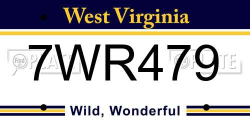 7WR479 West Virginia License Plate