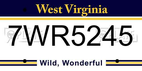 7WR5245 West Virginia License Plate
