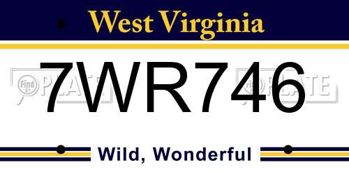7WR746 West Virginia License Plate