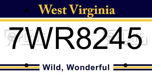 7WR8245 West Virginia License Plate