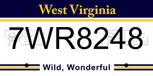 7WR8248 West Virginia License Plate