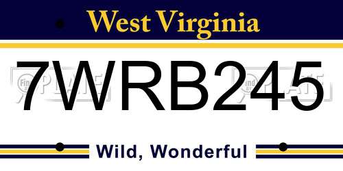 7WRB245 West Virginia License Plate