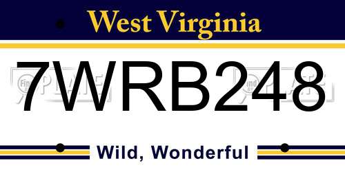 7WRB248 West Virginia License Plate