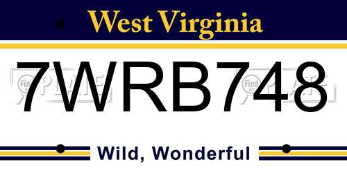 7WRB748 West Virginia License Plate