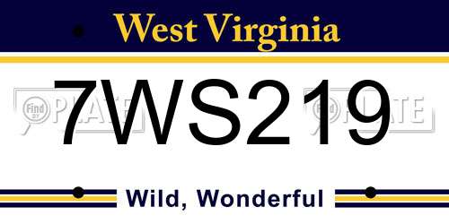 7WS219 West Virginia License Plate