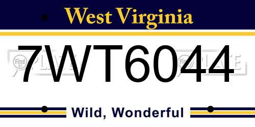 7WT6044 West Virginia License Plate