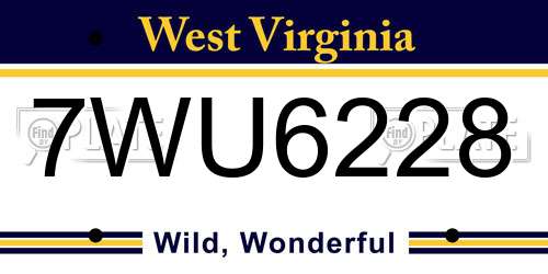 7WU6228 West Virginia License Plate