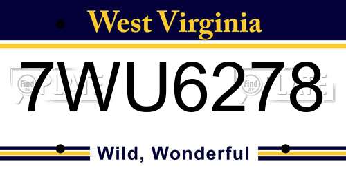 7WU6278 West Virginia License Plate