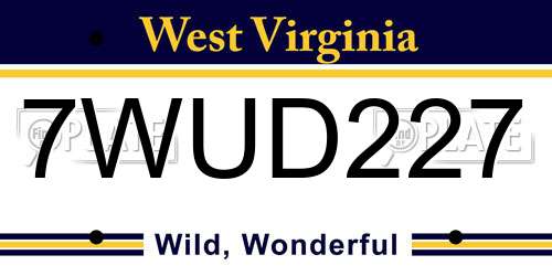 7WUD227 West Virginia License Plate
