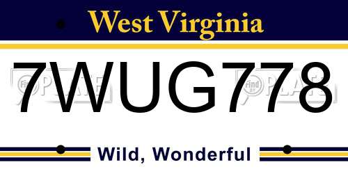 7WUG778 West Virginia License Plate