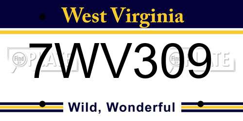 7WV309 West Virginia License Plate