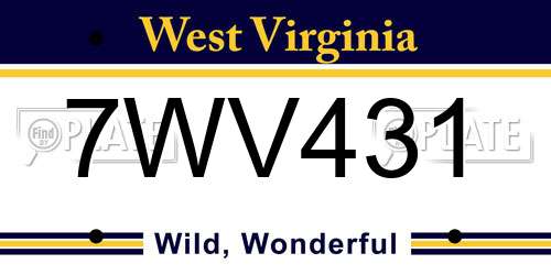 7WV431 West Virginia License Plate