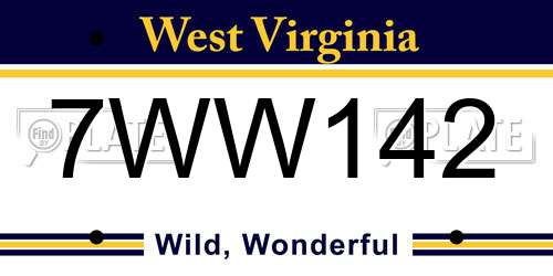 7WW142 West Virginia License Plate