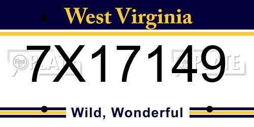 7X17149 West Virginia License Plate