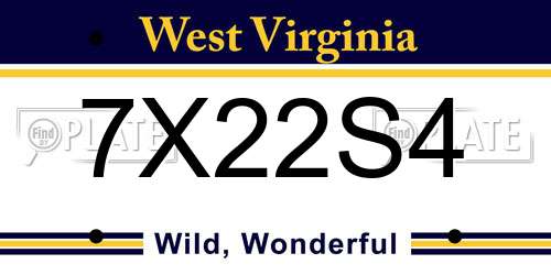 7X22S4 West Virginia License Plate