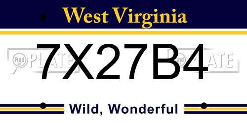 7X27B4 West Virginia License Plate