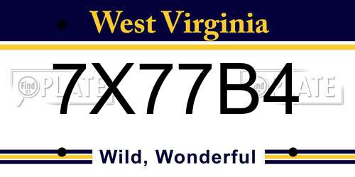 7X77B4 West Virginia License Plate