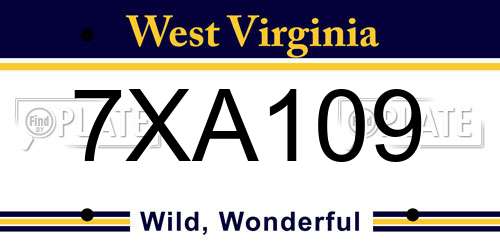 7XA109 West Virginia License Plate