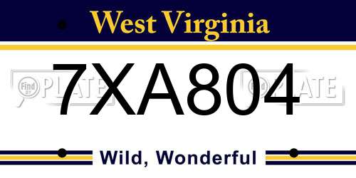 7XA804 West Virginia License Plate