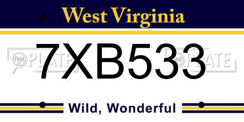7XB533 West Virginia License Plate