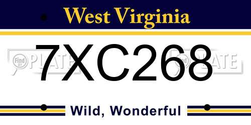7XC268 West Virginia License Plate