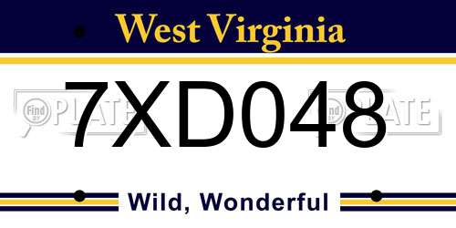 7XD048 West Virginia License Plate