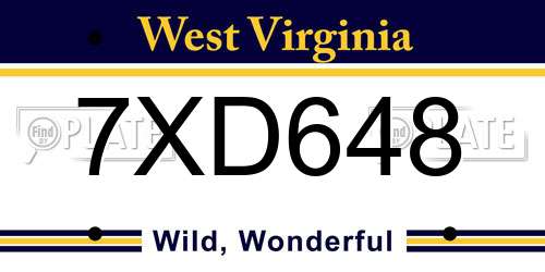 7XD648 West Virginia License Plate