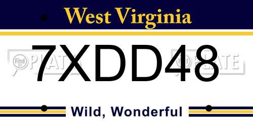 7XDD48 West Virginia License Plate