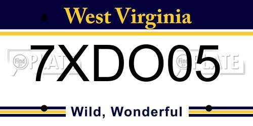 7XDO05 West Virginia License Plate