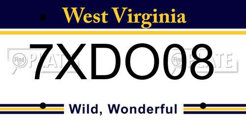 7XDO08 West Virginia License Plate